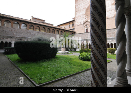 Cloister, Basilica of St. John Lateran, Basilica di San Giovanni in Laterano, historic city centre, Rome, Italy, Europe Stock Photo