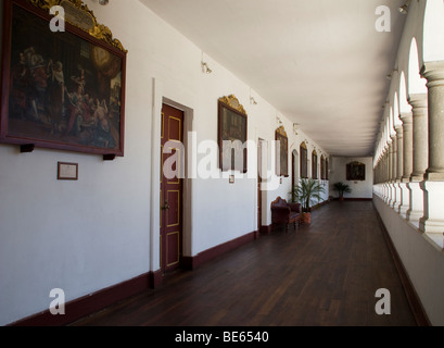 Ecuador. Quito. Historical Center. Convent of La Merced (XVII century). Interior gallery of main cloister. Stock Photo