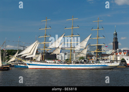 Large sailing ship Mir in the port of Hamburg at the Hafengeburtstag, Harbour Birthday 2009, Hamburg, Germany, Europe Stock Photo