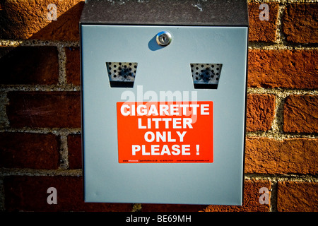 Cigarette litter bin, outdoors Stock Photo