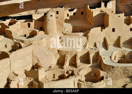 Historic habitation and cult site of the Ancestral Puebloans, Cliff Palace, partial view, about 1200 AD, Mesa Verde National Pa Stock Photo