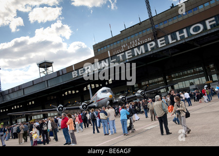 The former airport Tempelhof on the 60th anniversary of the airlift, Berlin, Germany, Europe Stock Photo