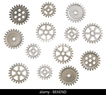 Set of toothed gears on white background Stock Photo