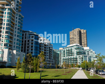 Upscale condo buildings in a new residential neighbourhood Stock Photo