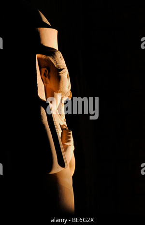 Statue of Ramses II lit up at Night, Temple of Luxor, Luxor, Egypt ...