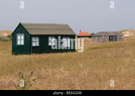 Wooden huts at Blakeney Point, Norfolk.