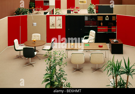 1970s empty open space offices overview Stock Photo