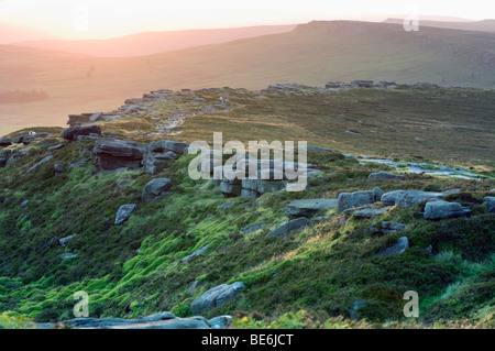 Moorland and rocks at Stanage Edge in the 'Peak District',Derbyshire,England Stock Photo