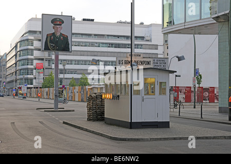 Former border crossing for diplomats in Berlin, Friedrichstrasse Street, Checkpoint Charlie, Berlin, Germany, Europe Stock Photo