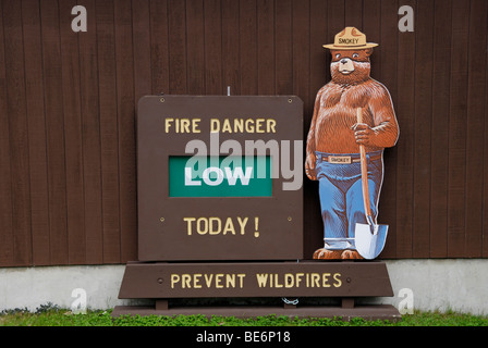 Smokey the Bear fire danger sign Stock Photo