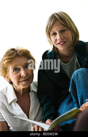 Grandmother with preteen grandson, portrait Stock Photo