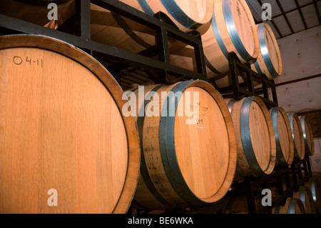 Wine casks at Sonoita Vineyards, a winery in Elgin, Arizona, USA. Stock Photo