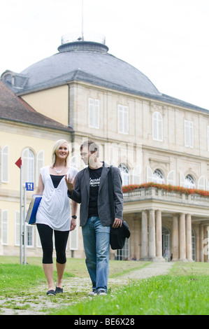 Students at the University of Hohenheim, in front of Hohenheim Castle, Hohenheim, Baden-Wuerttemberg, Germany, Europe Stock Photo