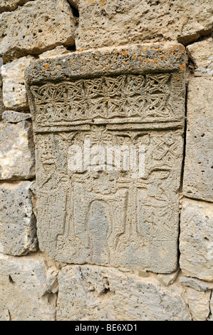 Historic Armenian cross-stone, khachkar, Tatev Monastery, Armenia, Asia Stock Photo