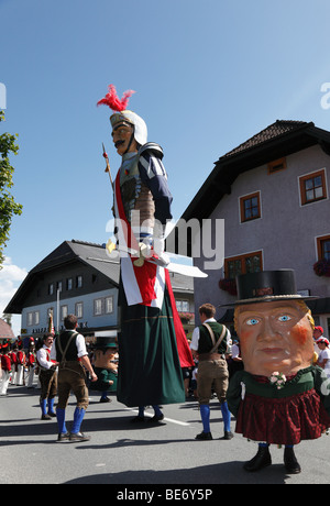 Samson and dwarf, Samson Parade in Mariapfarr, Lungau, Salzburg state, Salzburg, Austria, Europe Stock Photo