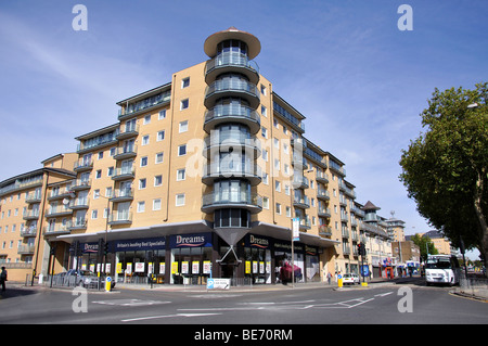 Modern apartment building, High Street, Feltham, London Borough of Hounslow, Greater London, England, United Kingdom Stock Photo