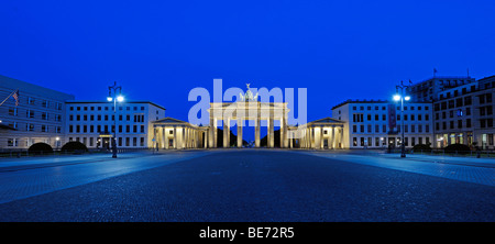 Pariser Platz Square and the Brandenburg Gate in the early morning, Berlin, Germany, Europe Stock Photo