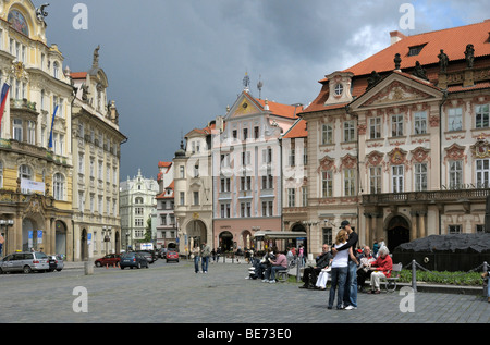 Old town wquare, Jan Hus Monument, Prague, Czech Republic, Europe Stock Photo