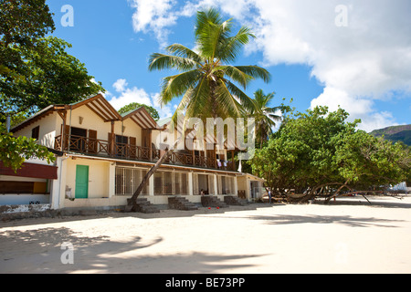 Coral Beach restaurant on Beau Vallon Bay, Mahe Island, Seychelles, Indian Ocean, Africa Stock Photo