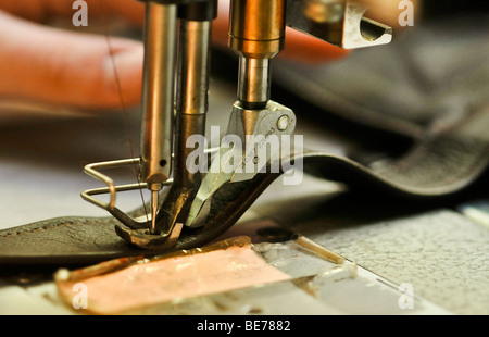 Sewing in luxury leather handicraft Stock Photo