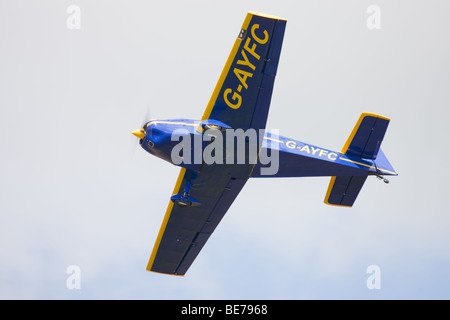 Rollason Druine D62B Condor G-AYFC in flight over Breighton Airfield Stock Photo