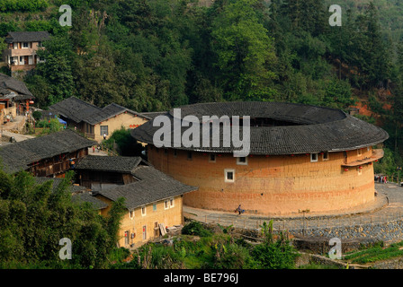 Tulou, circular earthen building near Yongding and Hukeng, made by the Hakka people, a Chinese minority, Fujian, China, Asia Stock Photo