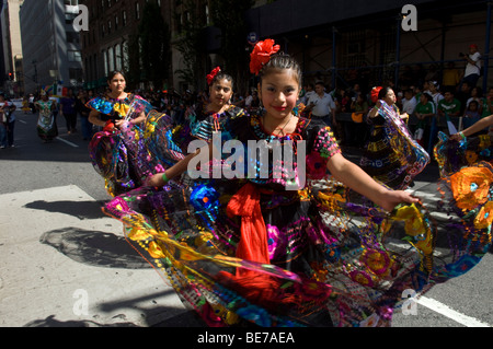 Mexican-Americans gather on Madison Avenue in New York for the annual Mexican Independence Day Parade Stock Photo