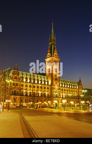 Evening mood in Hamburg city centre, town hall, Hamburg, Germany, Europe Stock Photo