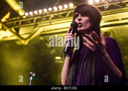 The German singer Jennifer Weist aka Jennifer Rostock live with band in the Schueuer Lucerne, Switzerland, Europe Stock Photo