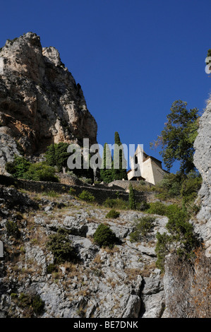 Moustiers St Marie - a popular holiday destination in the traditional town of Provence, French. Stock Photo
