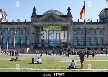 Berlin, the Reichstag building. EU/DE/DEU/GER/ Germany/ capital Berlin. The Reichstag building with the glass dome on top Stock Photo