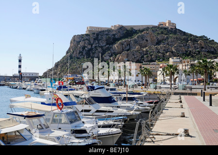 Harbor, Castillo San Juan, castle, Aguilas, Costa Calida, Murcia, Spain, Europe Stock Photo