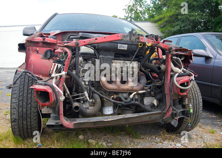 front end of a crashed car Stock Photo