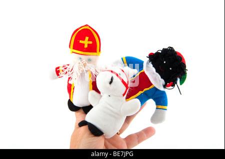 Finger puppets from Sinterklaas his horse and his attendant black piet Stock Photo
