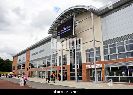 Main Stadium entrance, Leigh Sports Village, Leigh, Greater Manchester, UK. Stock Photo
