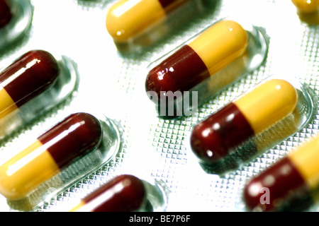 Medicine pills and tablets close up Stock Photo