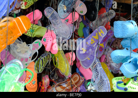 shoe stall street market jambi sumatra indonesia Stock Photo