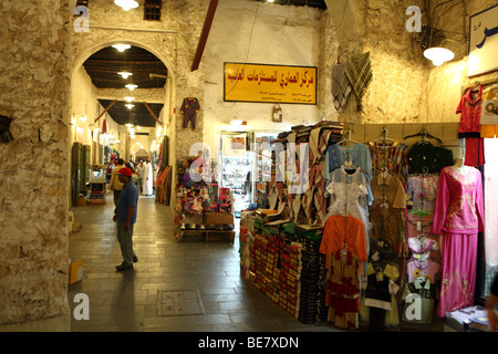 Part of the covered area of the Souq Waqif market in Doha, Qatar, Stock Photo