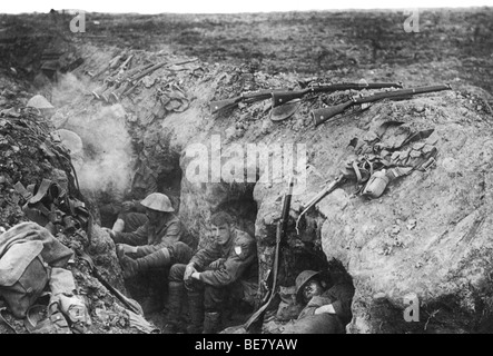 First World War British Soldiers In Water-logged Trench Stock Photo - Alamy