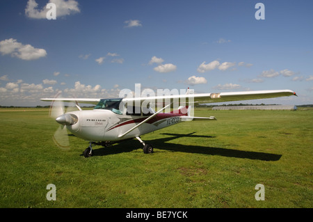Small Cessna aircraft preparing for flight