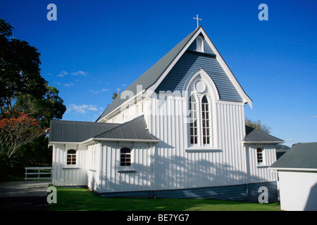 St John's Anglican Church, Waihi, on State Highway Two, North Island, New Zealand. Waihi is the site of the Big Martha gold mine. Stock Photo