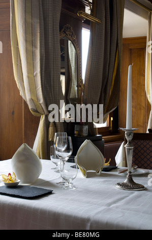 Ready laid table with table settings, Restaurant Hotel Fischerzunft, Schaffhausen, Switzerland Stock Photo