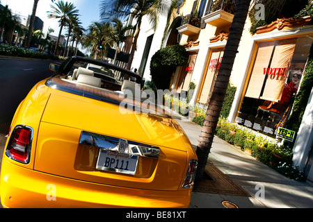 Convertible car parked on Rodeo Drive, Beverly Hills, Los Angeles, California, USA, United States of America Stock Photo
