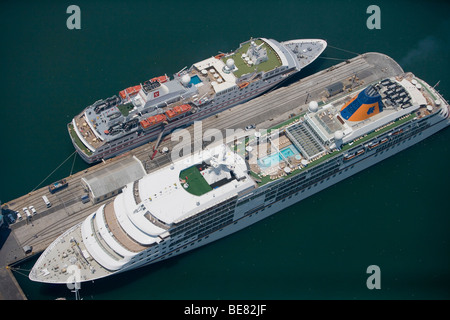 Aerial Photo of Cruiseships MS Europa and MS Hanseatic, Cape Town, Western Cape, South Africa, Africa Stock Photo