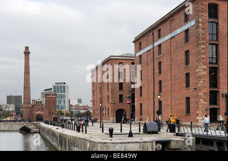 Albert Dock with the Merseyside Maritime Museum to the right, Liverpool, Merseyside England Stock Photo