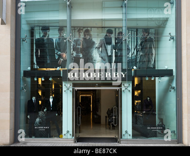 The Burberry store on New Cathedral Street off Exchange Square, Manchester, England Stock Photo