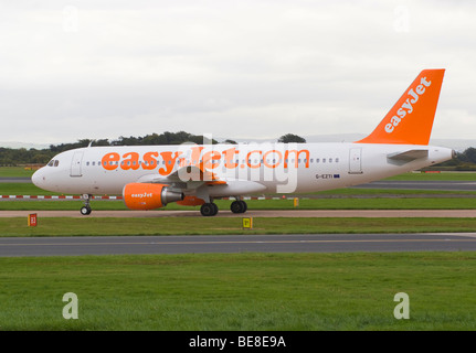 Easyjet Airline Airbus A320-214 Airliner G-EZTI Taxiing on Arrival at Manchester Ringway Airport England United Kingdom UK Stock Photo
