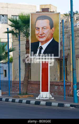 Poster of Muhammad Hosni Mubarak in Alexandria Egypt Stock Photo