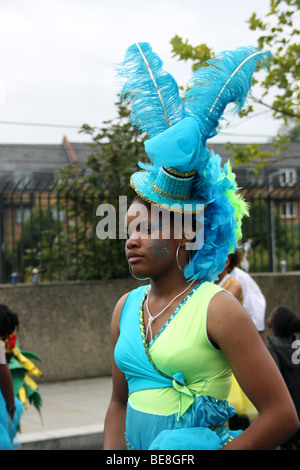 The girl with her colorful costum from nothing hill carnival Stock Photo