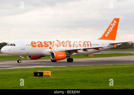 Easyjet Airline Airbus A320-214 Airliner G-EZTI Taxiing on Arrival at Manchester Ringway Airport England United Kingdom UK Stock Photo